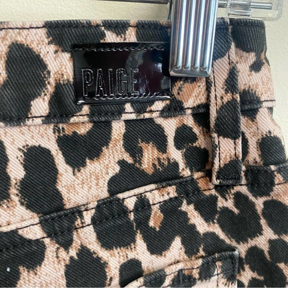 PAIGE Margot Short in Pink Leopard High Rise Animal Print Black Tan Size 25 / 0 - Picture 8 of 9